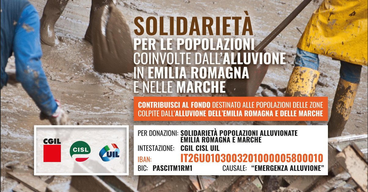 DONAZIONE ALLUVIONE EMILIA ROMAGNA E MARCHE 